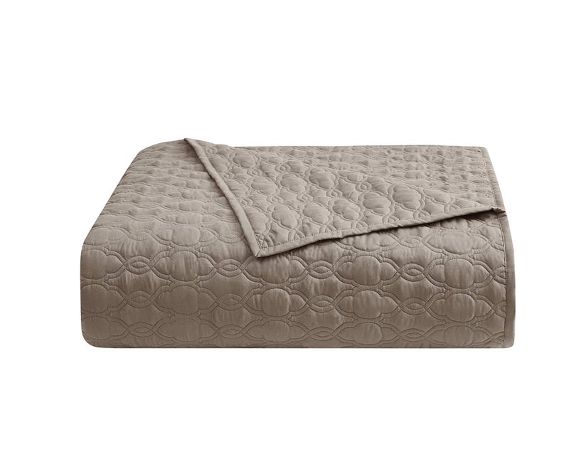 BOURINA Quilt Set Coverlet Set Quilting Bedspread 3-Piece Quilt Set Microfiber Lightweight, Queen 90" x 92" Taupe - Image 5