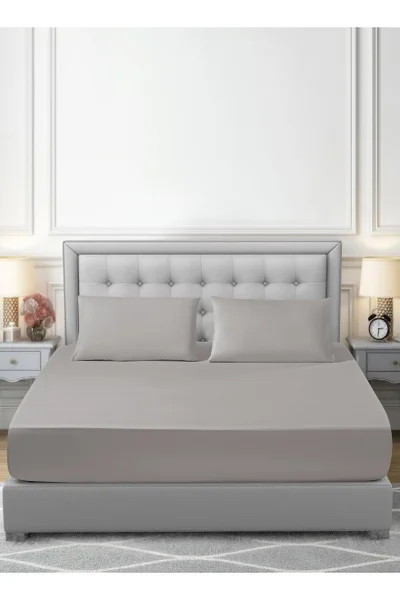 دوناتيلا Bedding Fitted Sheet - Fits 200x200 Cm For King Bed - 3 Pcs (1 Fitted Sheet and 2 Pillowcases) - 35 Cm Deep Pocket - Solid Bed Sheet