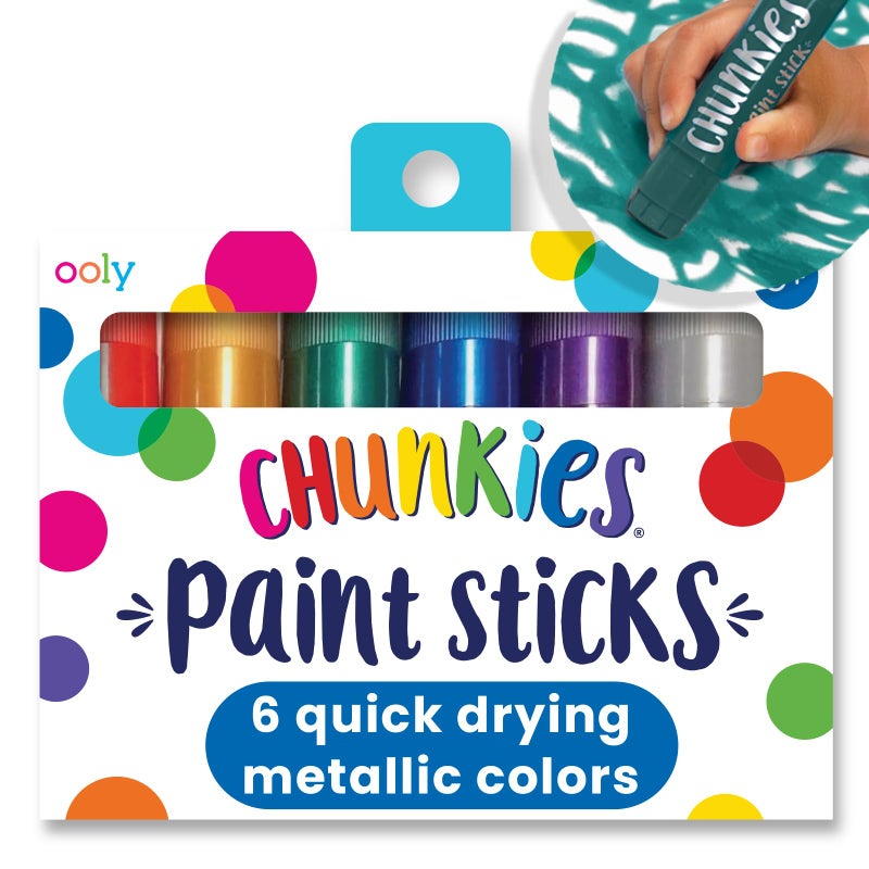 Ooly Chunkies 6 Metallic Paint Sticks For Kids Tempera Paint Sticks Metallic Colors Set No Mess Quick Drying Art Supplies for Toddlers and Kids - Image 2