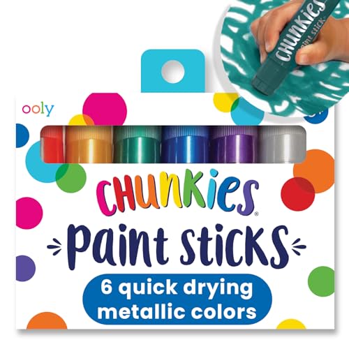 Ooly Chunkies 6 Metallic Paint Sticks For Kids Tempera Paint Sticks Metallic Colors Set No Mess Quick Drying Art Supplies for Toddlers and Kids - Image 1