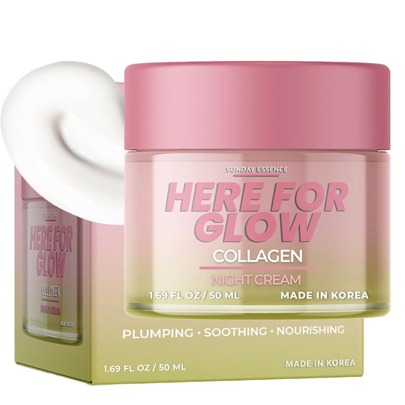 Sunday Essence Collagen Night Cream - Dermatologist Tested, Korean Skin Care, Anti-Aging - Hydrating Moisturizer, Retains Moisture - Vegan, Non- GMO, Clean Beauty, 95% Natural - 1.69 Fl Oz - Image 1
