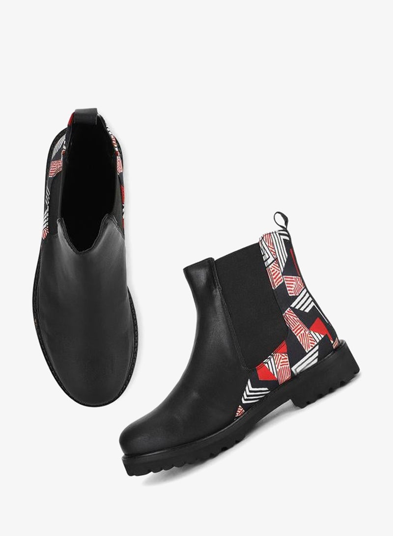 YOHO Black Comfortable Lightweight Printed Boots - Image 5
