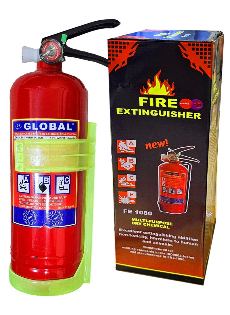 GLOBAL 2Kg 1 Pcs Fire Extinguisher Dry Chemical Powder Extremely Safe and Long Service to handle and operate  - Image 1