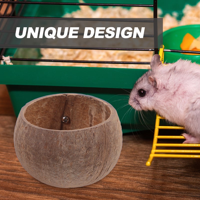 2pcs Small Animals Coconut Shell Feeder Hamster Feeding Bowls Breeding Nest - Image 2