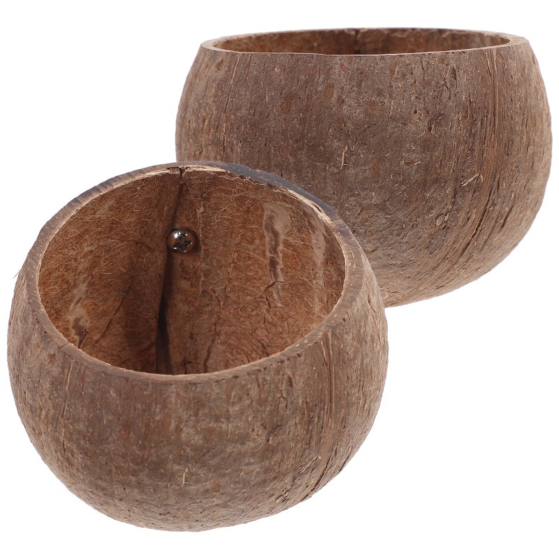 2pcs Small Animals Coconut Shell Feeder Hamster Feeding Bowls Breeding Nest - Image 1