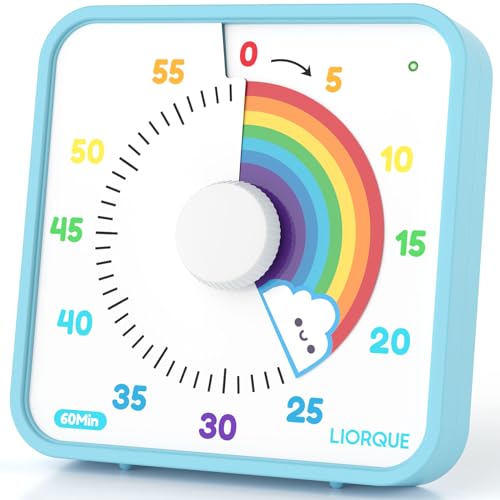 LIORQUE مؤقت بصري LIORQUE لمدة 60 دقيقة للأطفال والبالغين، غير مزعج، 7.5 بوصة، مؤقت عد تنازلي بصري كبير لمكتب الفصل الدراسي مع قاعدة مغناطيسية، ساعة مؤقت بومودورو للأطفال - Image 1
