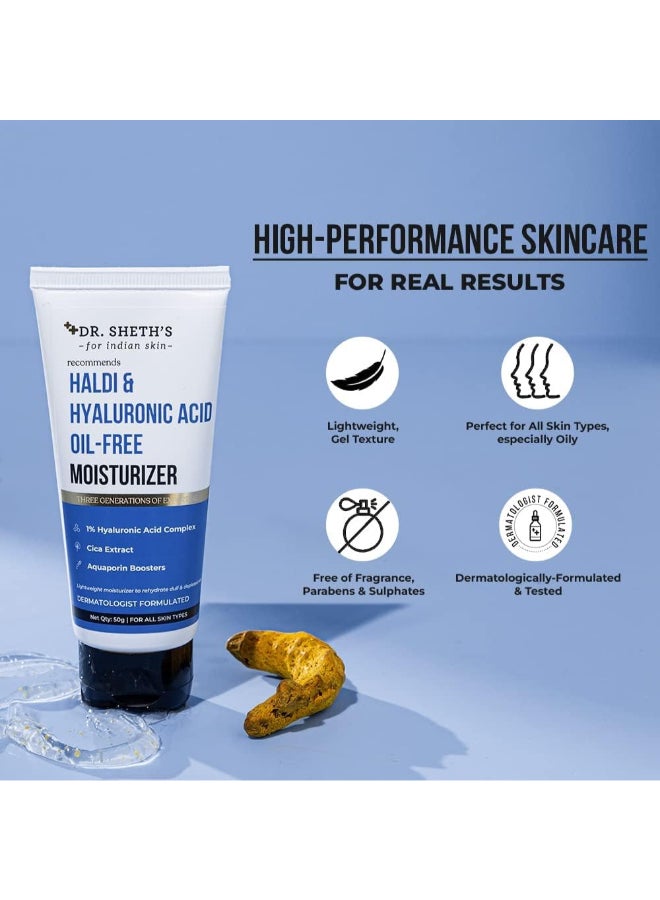 Dr. Sheth's Dr. Sheth’s Haldi And Hyaluronic Acid Oil-Free Moisturizer | Lightweight Moisturiser to Rehydrate Dull Skin | 1% Hyaluronic Acid, Cica Extract And Aquaporin Boosters | Women And Men | 50g - Image 5
