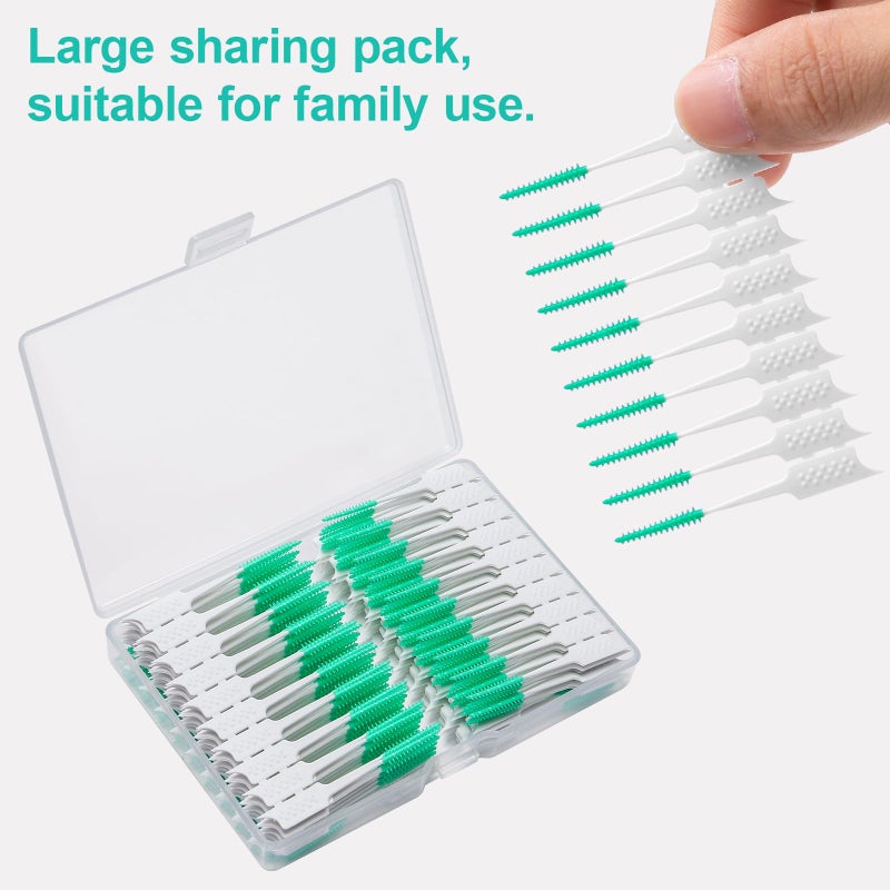 ACSKD 300 Pieces Interdental Brushes,Braces Brush with Silicone Head,Dental Tooth Flossing Toothpick Cleaners Tooth Tool, Green - Image 5