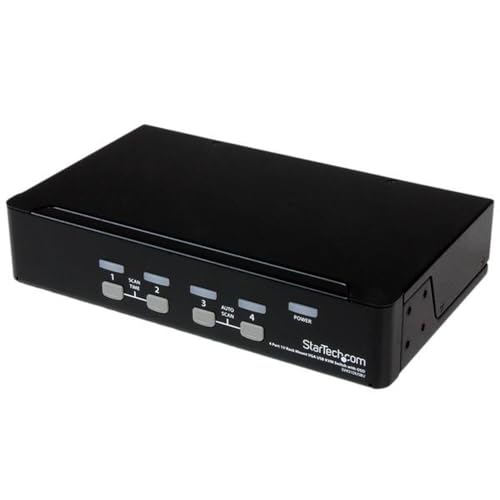 StarTech.com 4-Port USB KVM Swith with OSD - TAA Compliant - 1U Rack Mountable VGA KVM Switch (SV431DUSBU), Black - Image 1