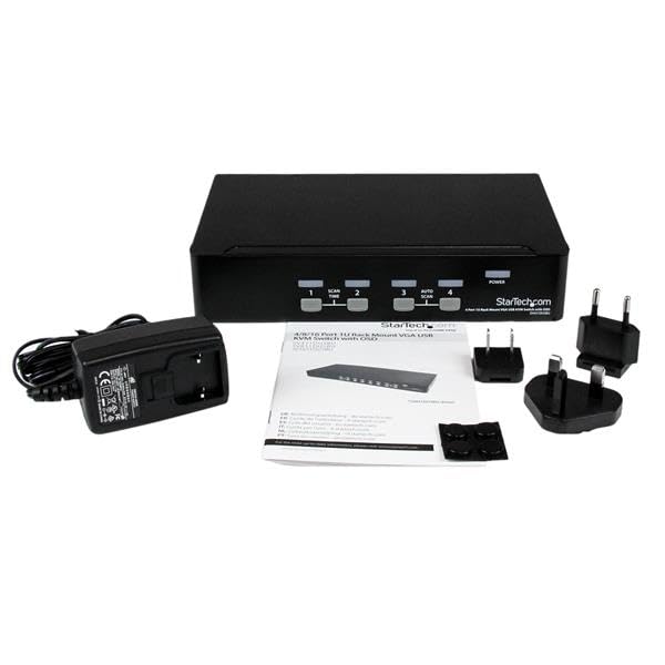 StarTech.com 4-Port USB KVM Swith with OSD - TAA Compliant - 1U Rack Mountable VGA KVM Switch (SV431DUSBU), Black - Image 4