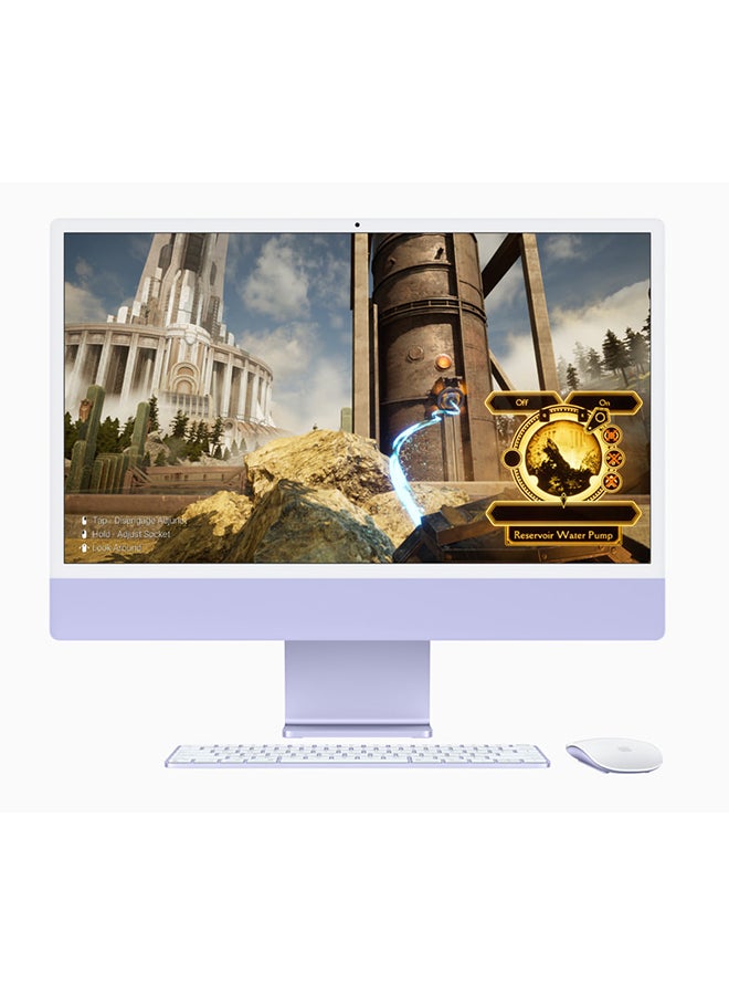 جهاز iMac مقاس 24 بوصة مزود بشاشة Retina 4.5K: شريحة Apple M3 مزودة بوحدة معالجة مركزية 8 أنوية ووحدة معالجة رسومات غرافيك 10 أنوية، ومحرك أقراص SSD سعة 256 جيجابايت/رسومات مدمجة