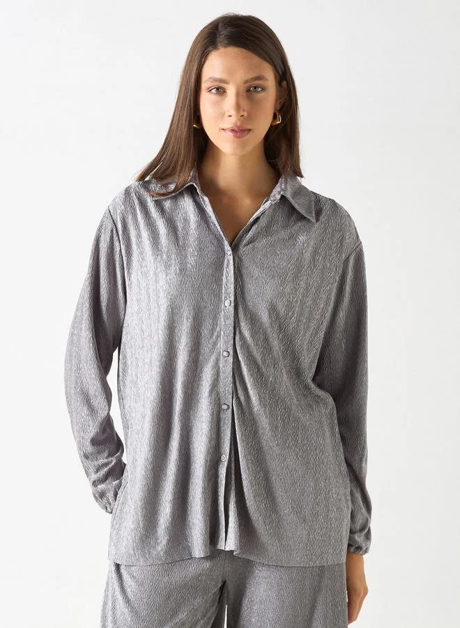 ايكونيك قميص بارز الملمس بأكمام طويلة من أيكونيك