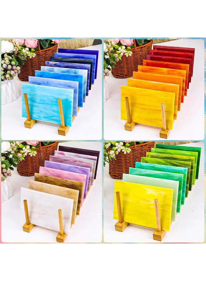 UZLU 36 Sheets Opaque Stained Glass Bulk Variety Pack, 4 x 6 Inch Mosaic Glass Tiles for Crafts, Assorted Colors Cathedral Art Glasses Sheets for Stained Glass Making Projects - Image 3