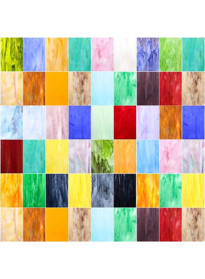 UZLU 36 Sheets Opaque Stained Glass Bulk Variety Pack, 4 x 6 Inch Mosaic Glass Tiles for Crafts, Assorted Colors Cathedral Art Glasses Sheets for Stained Glass Making Projects - Image 1