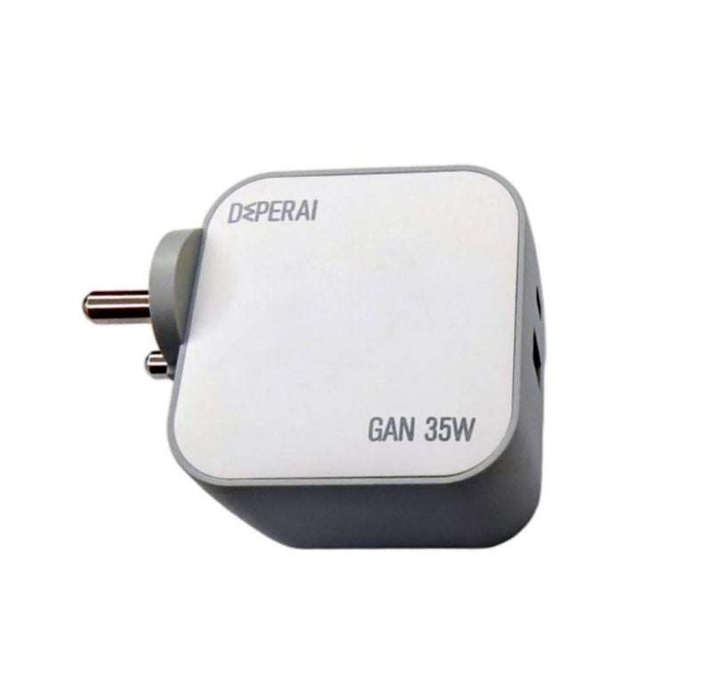 DeperAI 35W Dual Port GaN III Fast Charger A+C - MFi Certified, PD3.0 & UFCS Support iPhone, iPad, Android Devices (White and Grey) - Image 1