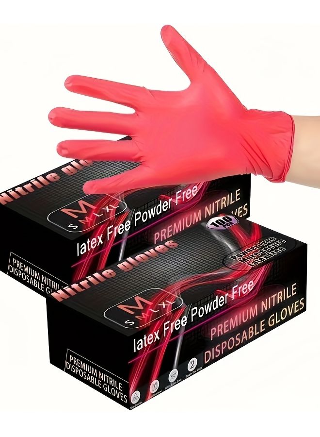 20pcs Red Nitrile Gloves Disposable Household Cleaning For Pet Bathing Nails - Image 2