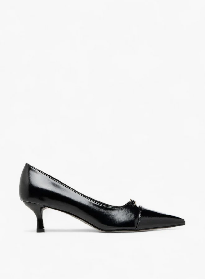 Celeste Women's Solid Slip-On Pumps with Kitten Heels