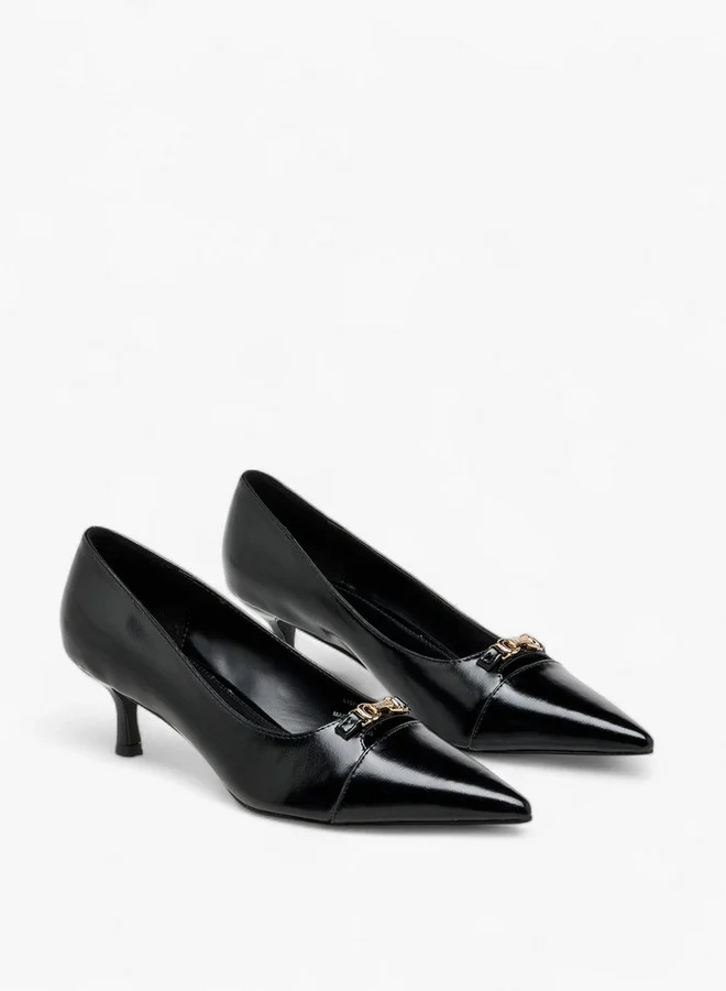 Celeste Women's Solid Slip-On Pumps with Kitten Heels