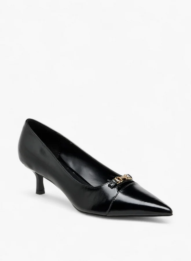 Celeste Women's Solid Slip-On Pumps with Kitten Heels