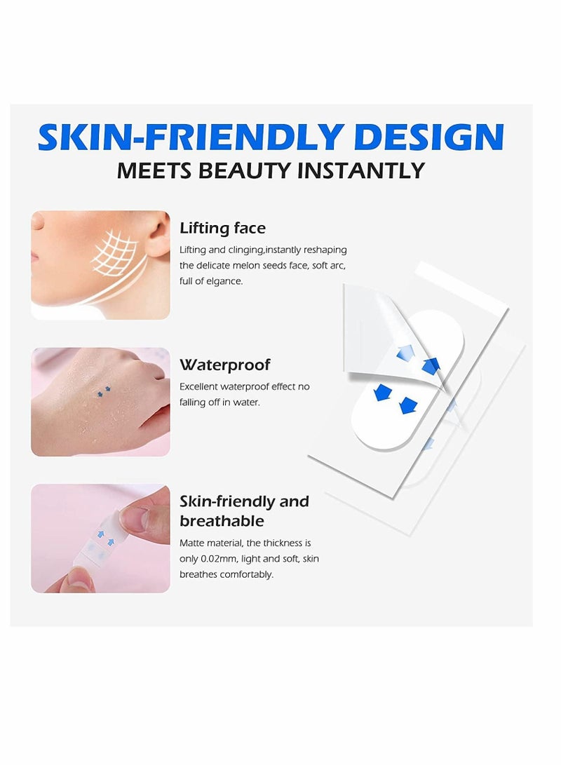 Excefore شريط شد الوجه، شريط شد الوجه الفوري رفيع للغاية وغير مرئي مقاوم للماء ومرونة عالية، أداة مكياج لإخفاء تجاعيد الوجه ورفع الجلد المترهل، 40 قطعة - Image 4