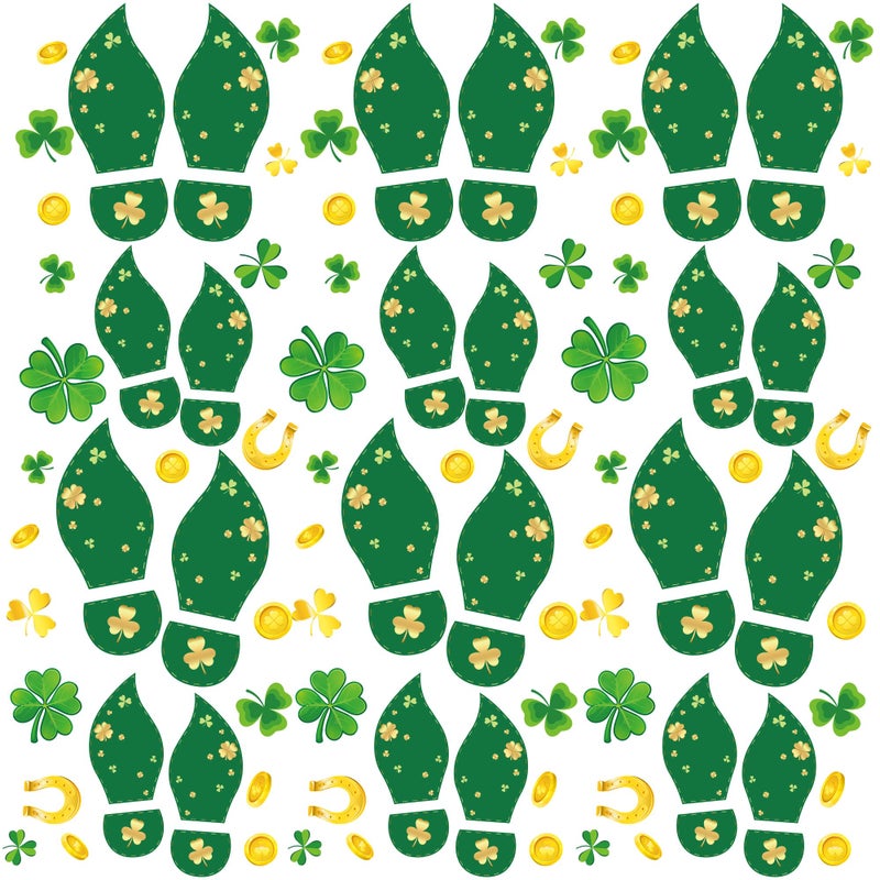 Traplace 360 PCS St Patricks Day Decorations, 9 Sheets St Patricks Day Floor Decals, Shamrock Stickers with Footprints Coins, Waterproof Leprechaun Trap Supplies, Floor Decals for Classroom Home Decor - Image 1