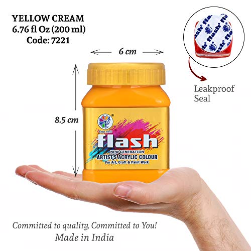Flash Acrylic Colour (Yellow Cream, 200 ml) - Image 2