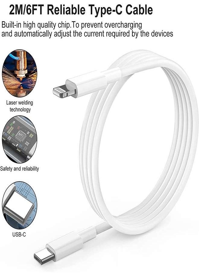 أسبور 20W شاحن سريع PD بمنفذ Type-C مع كابل Type-C إلى Lightning بطول 1 متر، متوافق مع iPhone 12 Pro Max/SE 2020/11/XR/XS/8/7، iPad Air 4/Pro 2020، Samsung Galaxy S21 Ultra/S21 - أبيض  - Image 4