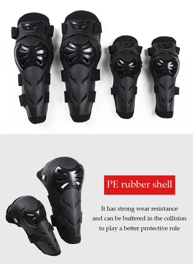 DUNISO 4 Pcs Adjustable Motobike Elbow Knee Pad Set,Anti Wrestling Cycling Knee Brace and Elbow Guards,Anti-scratch Outdoor Sport Gear,for Motocross Mountain Bike Horse Racing,Black - Image 1