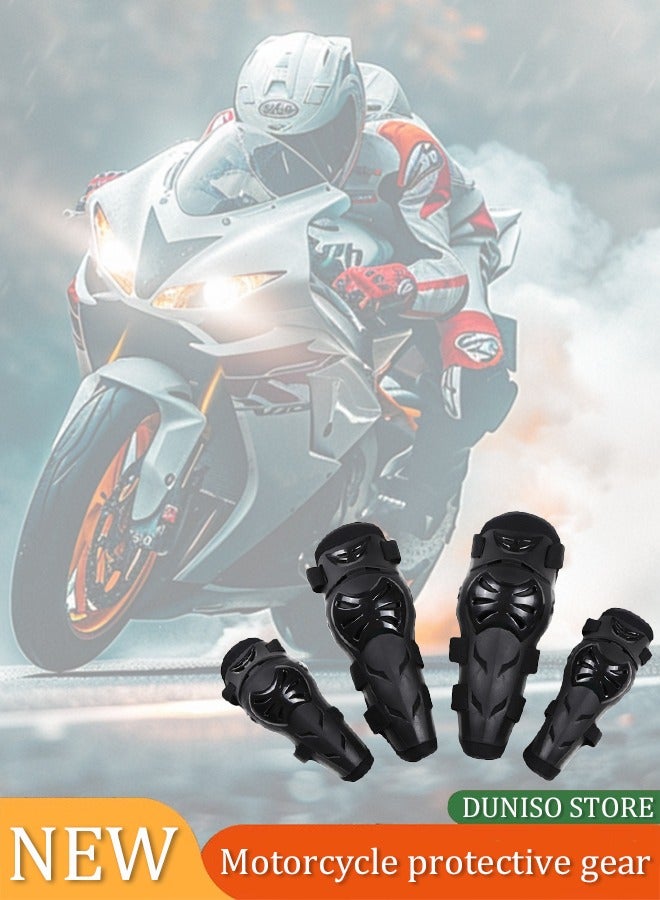 DUNISO 4 Pcs Adjustable Motobike Elbow Knee Pad Set,Anti Wrestling Cycling Knee Brace and Elbow Guards,Anti-scratch Outdoor Sport Gear,for Motocross Mountain Bike Horse Racing,Black - Image 2