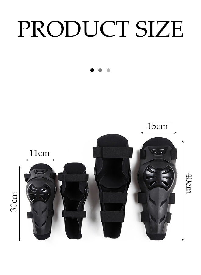DUNISO 4 Pcs Adjustable Motobike Elbow Knee Pad Set,Anti Wrestling Cycling Knee Brace and Elbow Guards,Anti-scratch Outdoor Sport Gear,for Motocross Mountain Bike Horse Racing,Black - Image 3