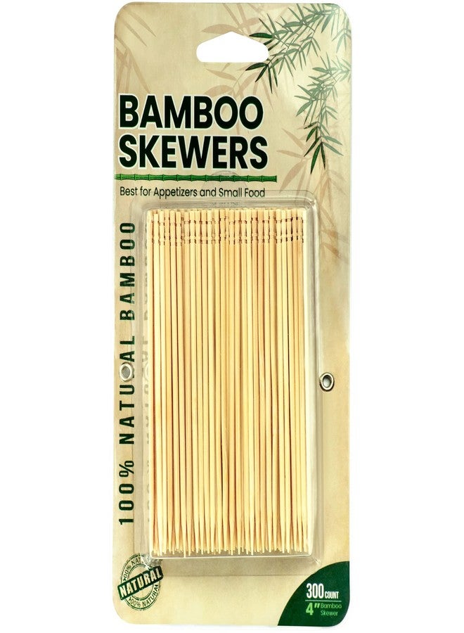 DecorRack 4” Natural Bamboo Skewers, Mini Cocktail Wood Picks, Appetizer Sticks for Sandwich, Charcuterie Boards, BBQ, Fruit Kabobs, DYI Crafting (300 Pack) - Image 1