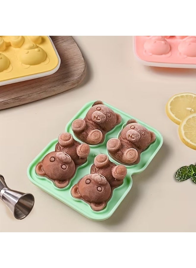 Goolsky 1pc Cute Teddy Bear Ice Cube Tray with Expressive Eyes & Ears - Non-Stick Silicone Mold for Easy Release, & Durable, Perfect for Iced Coffee, Popsicles, Valentine's Day, Oktoberfest Parties - Adorable Bear-Shaped Ice Cubes with Sitting & Standing Poses, Dishwasher Safe, Ideal Gift for Birthdays & Celebrations - Image 2