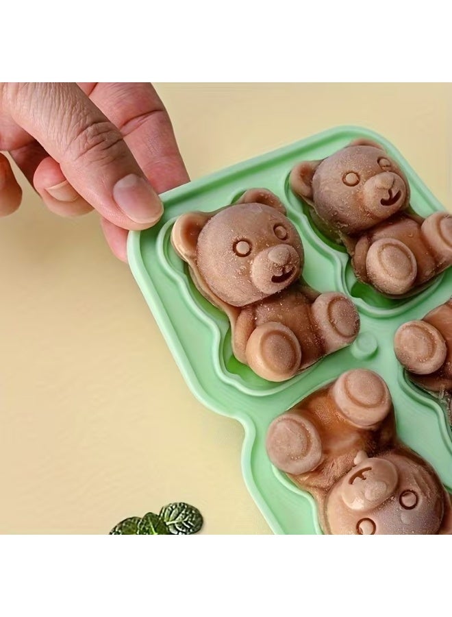 Goolsky 1pc Cute Teddy Bear Ice Cube Tray with Expressive Eyes & Ears - Non-Stick Silicone Mold for Easy Release, & Durable, Perfect for Iced Coffee, Popsicles, Valentine's Day, Oktoberfest Parties - Adorable Bear-Shaped Ice Cubes with Sitting & Standing Poses, Dishwasher Safe, Ideal Gift for Birthdays & Celebrations - Image 1