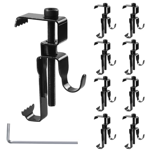 Funnytek Stainless Steel Brick Hanger No Drill Outdoor Adjustable Brick Hooks Clamps Black Heavy Duty Brick Wall Clips for Hanging Pictures Lights Plants 8 Pcs - Image 1