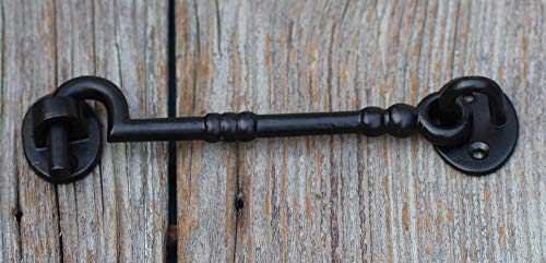 THDC Cast Iron Cabin Eye Hook and Latch for Gates and Doors, Privacy Hook, Wrought Iron (7" Large) - Image 3