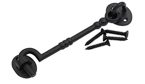 THDC Cast Iron Cabin Eye Hook and Latch for Gates and Doors, Privacy Hook, Wrought Iron (7" Large) - Image 1