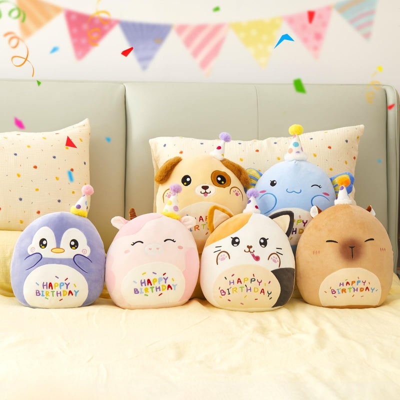 CozyWorld 12  Birthday Cat Plush Pillow Cute Cat Birthday Stuffed Animal Kawaii Cat Plushie Cat Happy Birthday Pillow Soft Cat Plush Toy Decor Birthday Gift for Kids Toddlers Girls Boys (Calico Cat) - Image 5