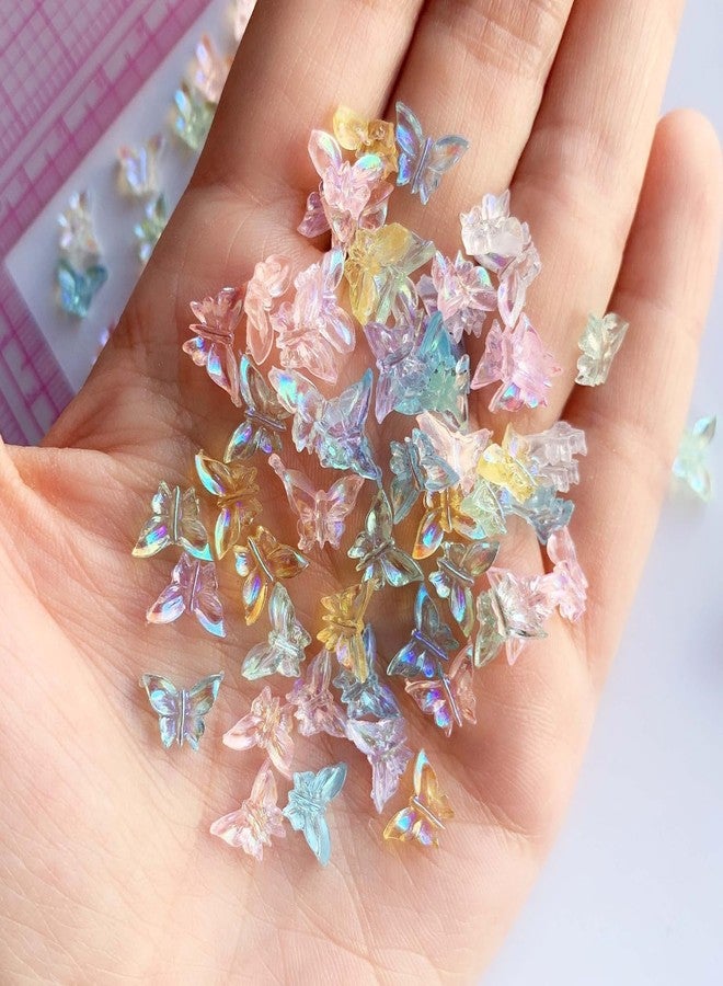 UCCASA 50pcs Butterfly Nail Art Charms Colorful Butterfly Nail Charms Spring Nail Art Gems and Charms 3D Resin Spring Summer Nails Supplies Kawaii Nail Charms for Women Manicure DIY Craft Decorations - Image 1