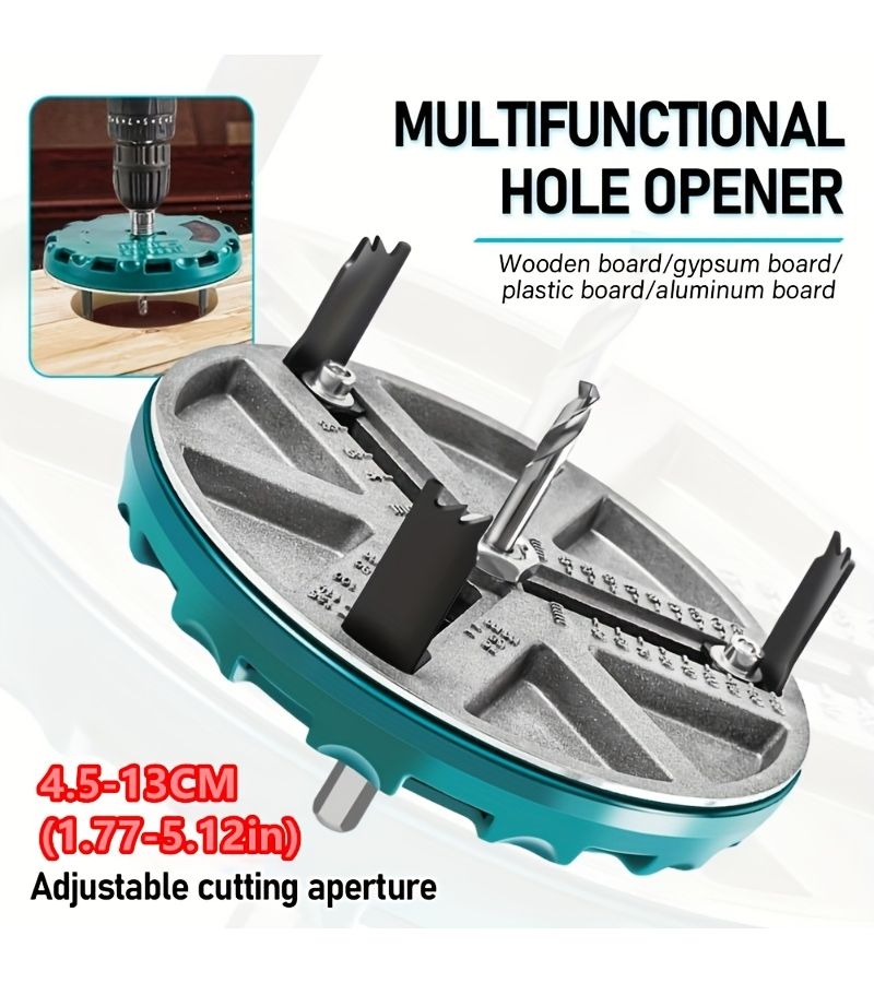 1 Set Adjustable Woodworking Hole Saw Drill Bit 4.5 to 13 Cm for Wood Plastic Metal - Image 2