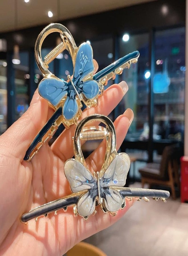 Samyak Combo of 3 Pcs Multicolored Beautiful Butterfly Hair Clutcher Clips Claw Metal Jumbo Jaw Clamp Barrettes Hair accessory - Image 2