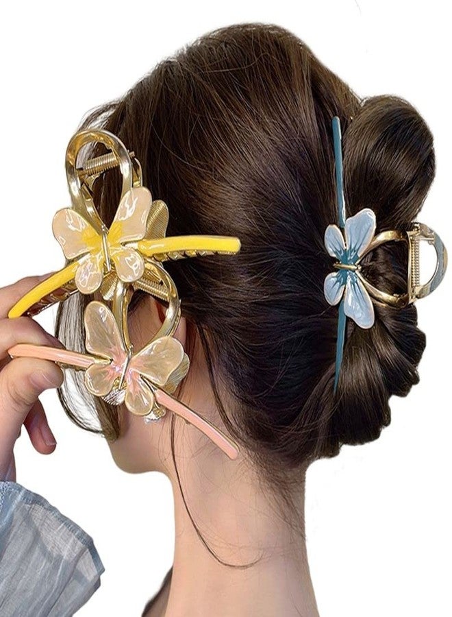 Samyak Combo of 3 Pcs Multicolored Beautiful Butterfly Hair Clutcher Clips Claw Metal Jumbo Jaw Clamp Barrettes Hair accessory - Image 1