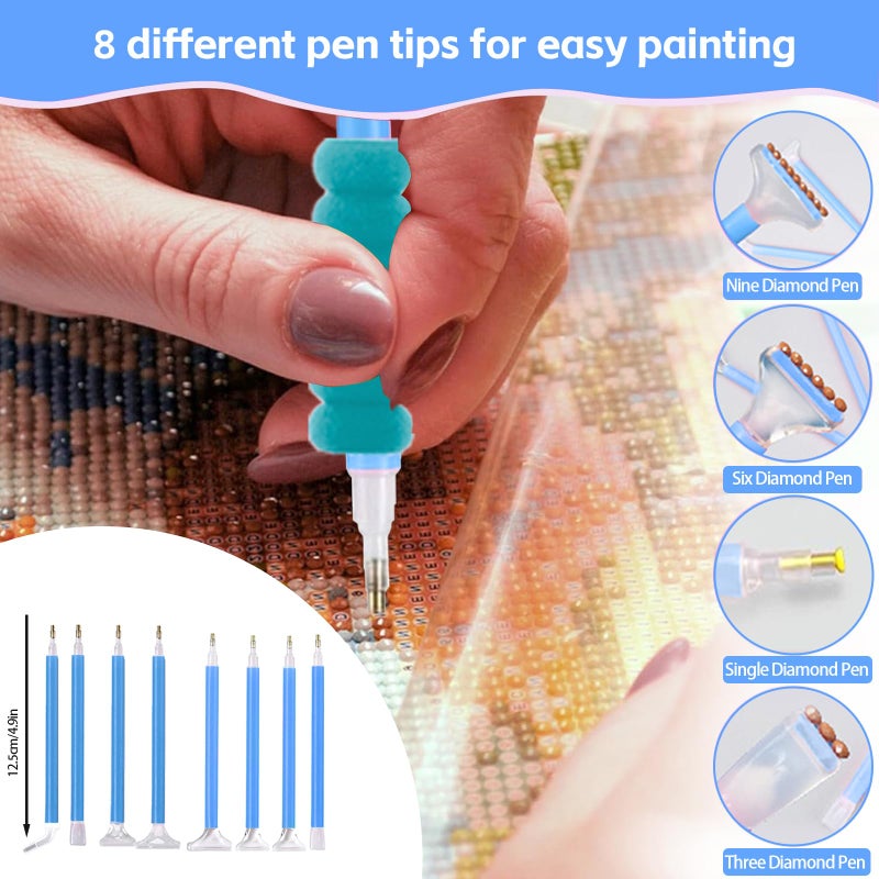 DNSGOOR 186Pcs All Inclusive Diamond Art Accessories Kit Diamond Painting A4 LED Light Pad Set with Diamond Art Sealer Glue Stand Storage Case Pens 5D Painting Tools for DIY Drill Craft - Image 4