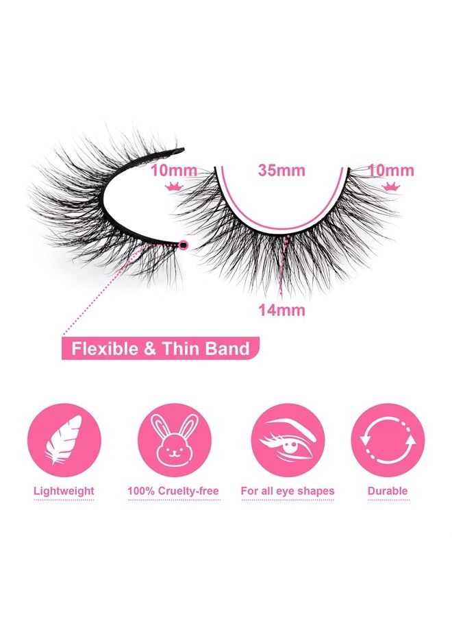 Newcally Natural Look Lashes Mink 3D Fluffy Wispy False Eyelashes Short Light Volume Fake Eye Lashes Pack 14 Pairs Reusable Soft Faux Mink Eyelashes - Image 4
