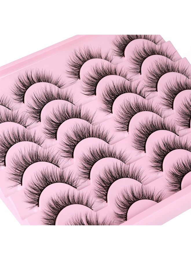 Newcally Natural Look Lashes Mink 3D Fluffy Wispy False Eyelashes Short Light Volume Fake Eye Lashes Pack 14 Pairs Reusable Soft Faux Mink Eyelashes - Image 2