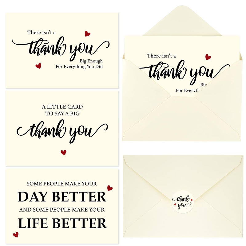GRADESIN 24 Pack Thank You Cards Bulk with Envelopes & Stickers, 4Ã—6 Inches Day Better Appreciation Cards Notes for Teacherï¼ŒCoworker, 3 Designs - Image 1