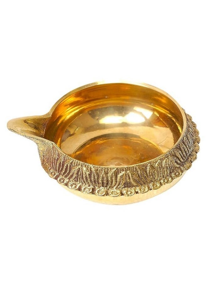 ROLIMOLI - Pure Brass Kuber Aarti Akhand Diya, Deepak, Oil Lamp On Table Diya Set For Lakshmi Puja, Home Decor, Mandir, Temple, Festival Gift Set Of 1 - Image 1