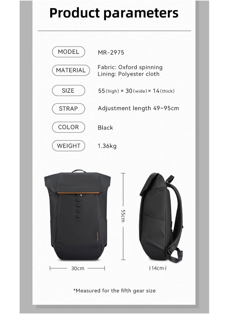 MARK RYDEN MARK RYDEN 2975 Five Types Capacity Adjustment,with Top Flap,YKK Zip Casual Travel Business Backpack, Hydrophobic Fabric, Suitable for 17 Inch Laptop  - Image 3