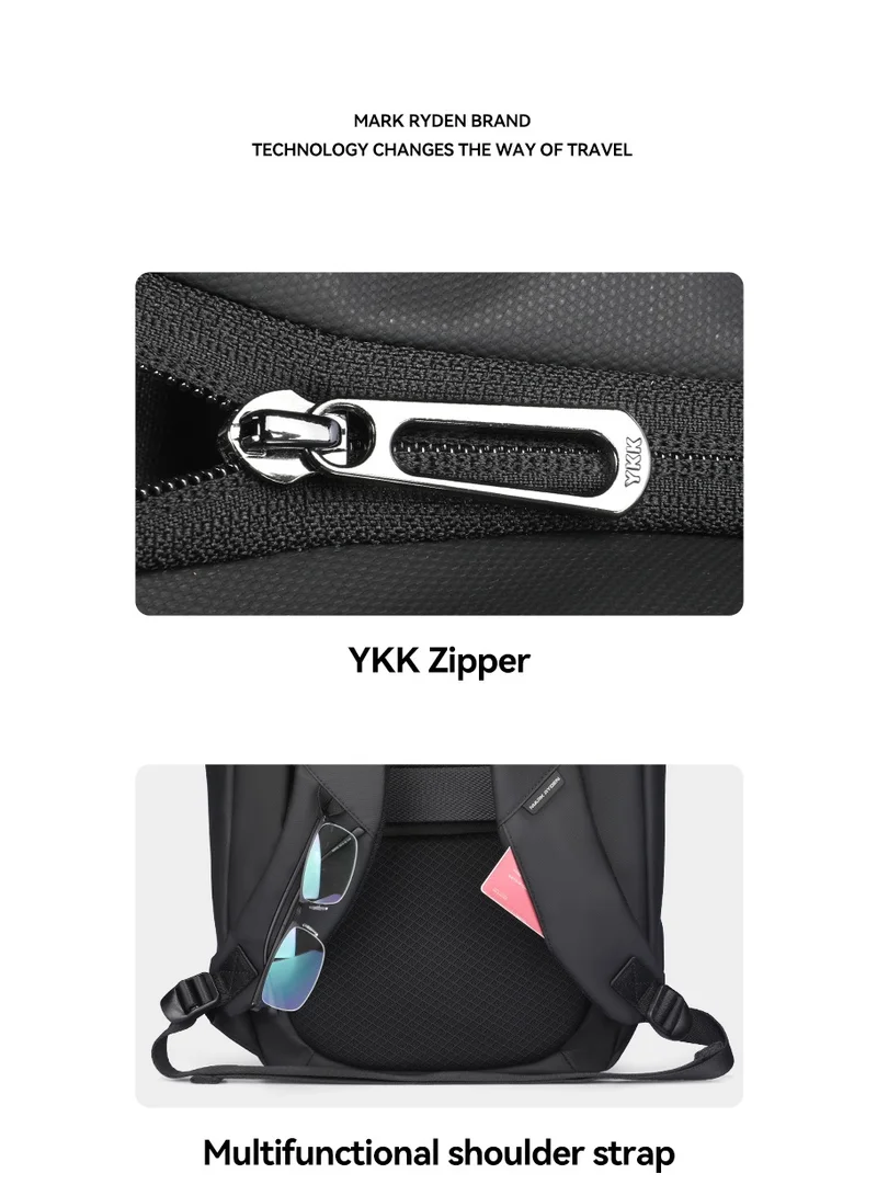 MARK RYDEN MARK RYDEN 2975 Five Types Capacity Adjustment,with Top Flap,YKK Zip Casual Travel Business Backpack, Hydrophobic Fabric, Suitable for 17 Inch Laptop