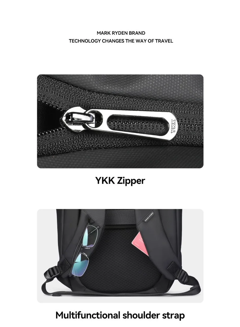 Mark Ryden  MARK RYDEN 2975 Five Types Capacity Adjustment,with Top Flap,YKK Zip Casual Travel Business Backpack, Hydrophobic Fabric, Suitable for 17 Inch Laptop  | Best Price UAE