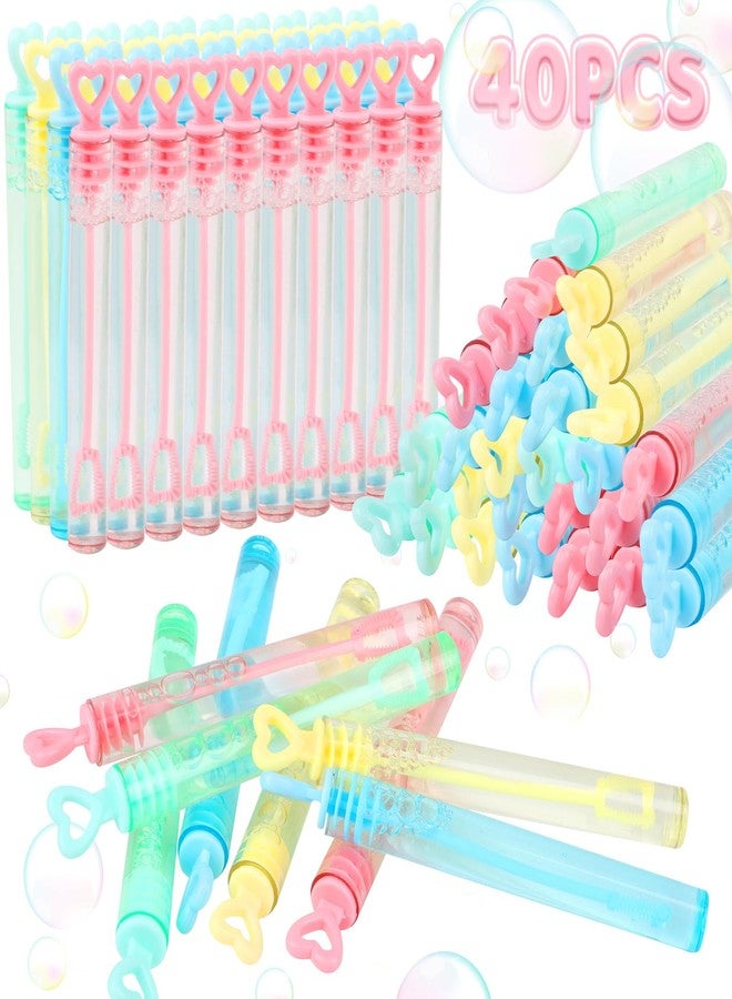 LOAVER 40 Pack Valentines Day Mini Heart Bubble Wands for Kids,Valentines Day Assorted Pastel Color Bubble Wands Toys for Class Party Exchange Gifts Wedding Goodie Bag Fillers - Image 1